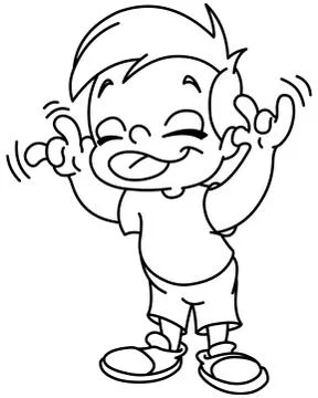 Outlined kid making a face Stock Illustration