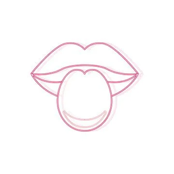 Outlined lips with tongue. Vector Stock Illustration