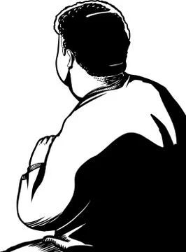 Outlined Man Crouching Stock Illustration