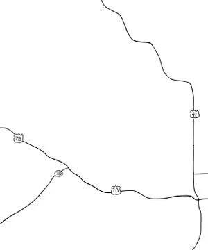 Outlined map of county roads in Georgia Stock Illustration