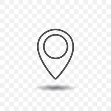 Outlined map location pointer icon on transparent background. Map pin for tar Stock Illustration