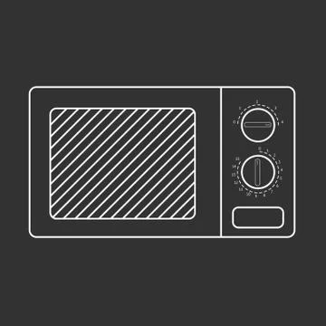 Outlined microwave oven Stock Illustration