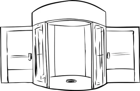 Outlined Missing Door in Doorway Stock Illustration