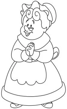 Outlined mrs Claus Stock Illustration