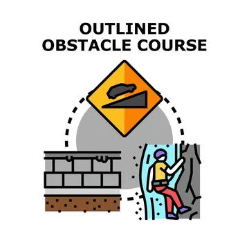 Outlined obstacle course showing challenge and overcoming concept Stock Illustration