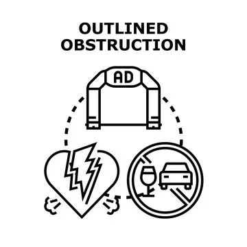 Outlined obstruction concept highlighting problems and difficulties Illustration