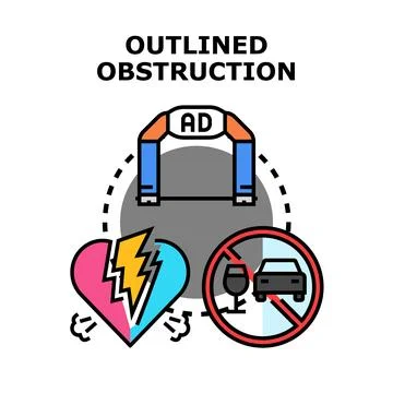 Outlined obstruction concept highlighting problems and difficulties Stock Illustration