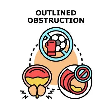 Outlined obstruction concept with medical problem icons Stock Illustration