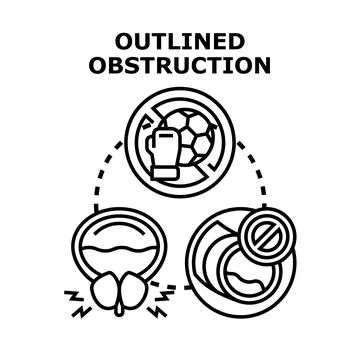 Outlined obstruction concept with medical problem icons Stock Illustration