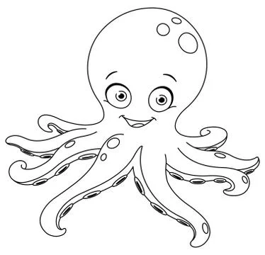 Outlined octopus Stock Illustration