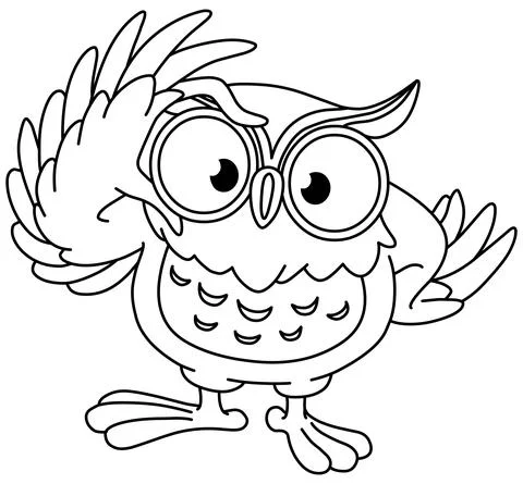 Outlined owl with glasses Illustrazione stock