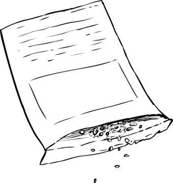 Outlined package with seeds pouring out Stock Illustration