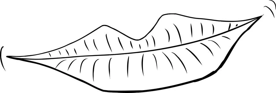 Outlined Pair of Lips Stock Illustration