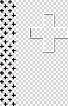 Outlined plus is floating next to grid of black plus signs in vector style, Stock Illustration