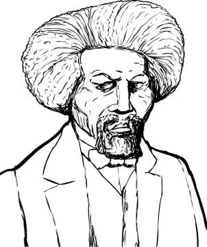 Outlined Portrait of Frederick Douglass Stock Illustration