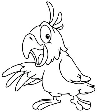 Outlined presenting parrot Illustrazione stock