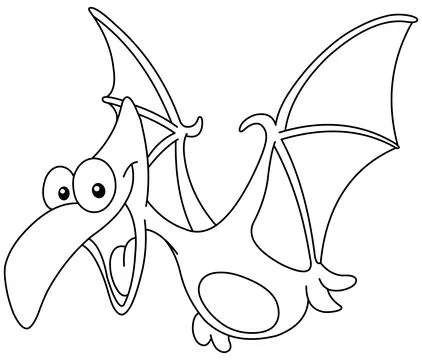 Outlined Pterodactyl Dinosaur Illustrazione stock