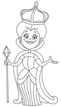 Outlined queen Illustrazione stock