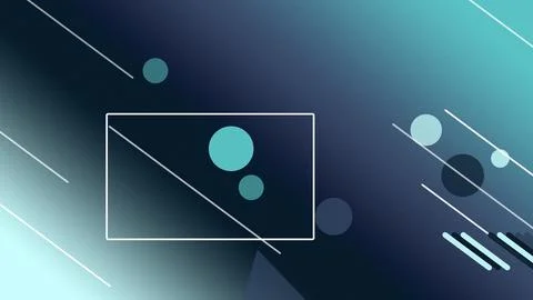 An outlined rectangle overlays a teal-blue abstract gradient with floating .. Stock Illustration