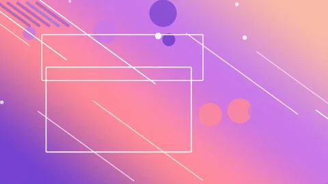Outlined rectangular UI layers and circular accents float on a bright pink-.. イラスト素材
