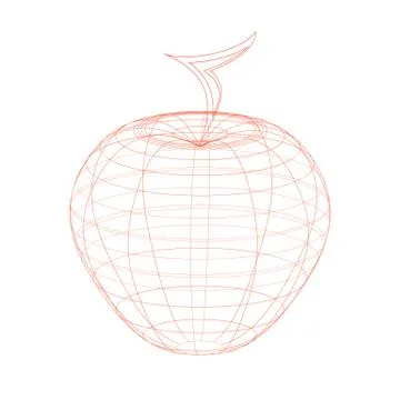 Outlined red apple on the white background Stock Illustration
