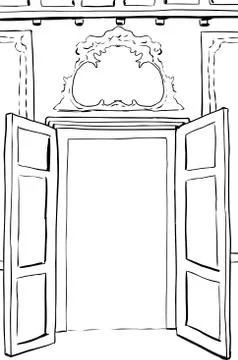 Outlined Rococo Doors Illustration Stock Illustration