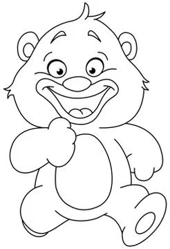 Outlined running teddy bear Stock Illustration