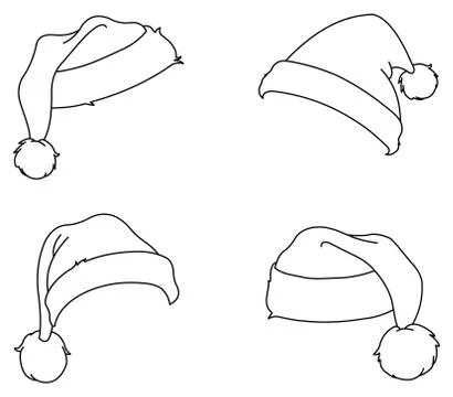 Outlined Santa hats Stock Illustration