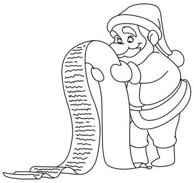 Outlined santa with list Stock Illustration