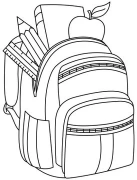 Outlined school backpack Illustrazione stock