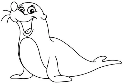 Outlined sea lion Stock Illustration