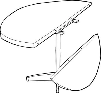 Outlined Separated Round Table Stock Illustration