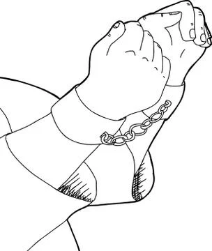 Outlined of shackled man Stock Illustration
