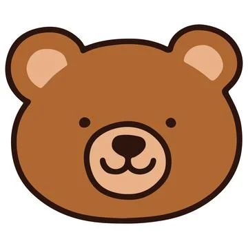 Outlined simple and cute bear head Stock Illustration