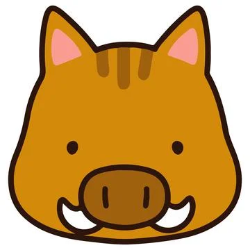 Outlined simple and cute boar Stock Illustration
