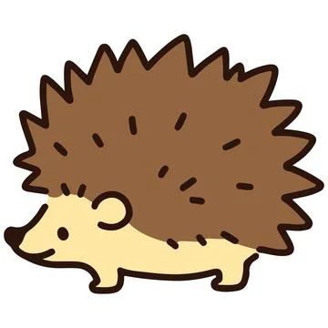 Outlined simple and cute brown hedgehog Stock Illustration