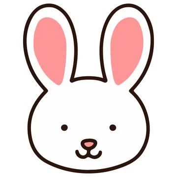 Outlined simple and cute bunny Stock Illustration