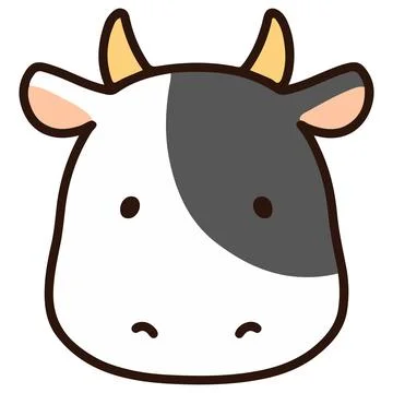Outlined simple and cute cow Stock Illustration