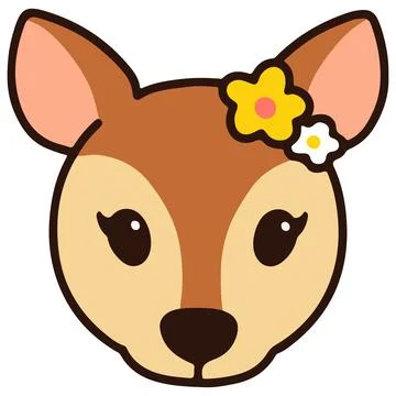 Outlined simple and cute deer baby with flowers Stock-Illustration