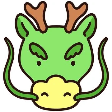 Outlined simple and cute dragon Stock Illustration