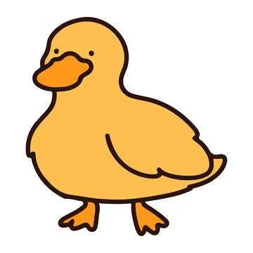 Outlined simple and cute duck Stock Illustration