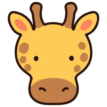 Outlined simple and cute giraffe head Stock Illustration