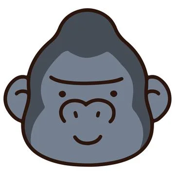 Outlined simple and cute gorilla head Stock Illustration