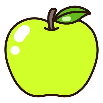 Outlined simple and cute green apple Stock Illustration