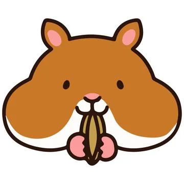 Outlined simple and cute hamster head Stock Illustration