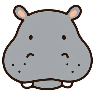 Outlined simple and cute hippo face Stock-Illustration