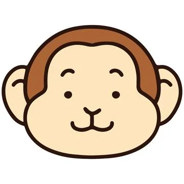 Outlined simple and cute monkey Stock Illustration