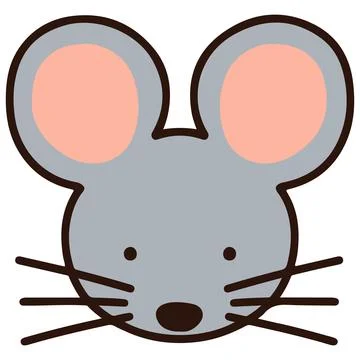 Outlined simple and cute mouse Stock Illustration