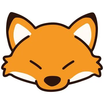 Outlined simple and cute orange fox head Stock Illustration