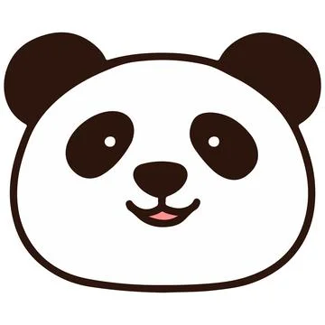 Outlined simple and cute panda head Stock Illustration